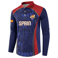 Custom Spain Rugby 2026 Button Sweatshirt Vamos Los Leones Blue Version