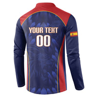 Custom Spain Rugby 2026 Button Sweatshirt Vamos Los Leones Blue Version