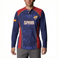 Custom Spain Rugby 2026 Button Sweatshirt Vamos Los Leones Blue Version