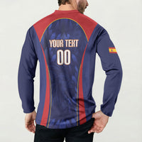 Custom Spain Rugby 2026 Button Sweatshirt Vamos Los Leones Blue Version