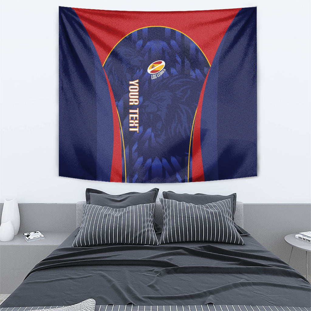 Custom Spain Rugby 2026 Tapestry Vamos Los Leones Blue Version