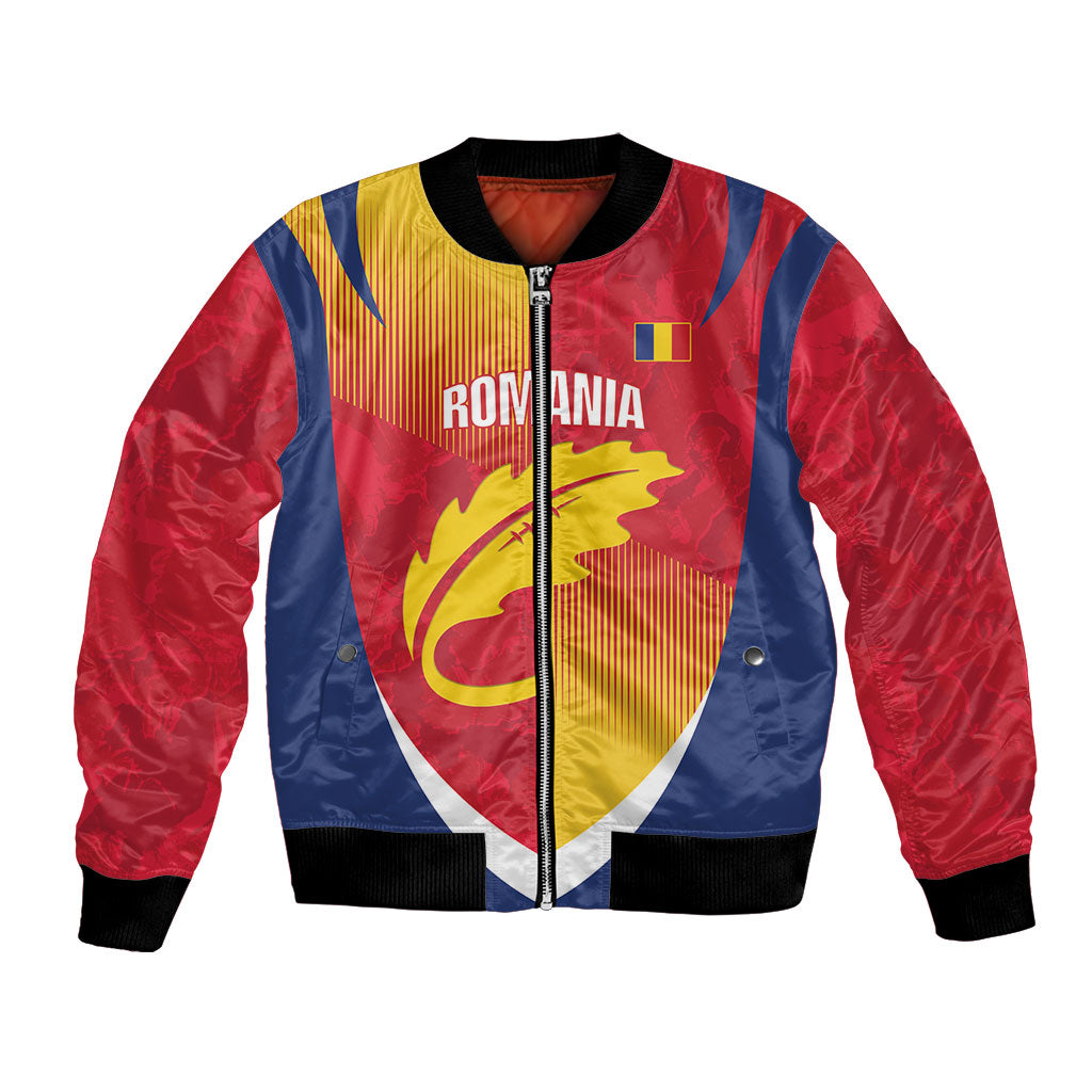Custom Romania Rugby 2026 Bomber Jacket Stejarii Oak Leaf Symbol