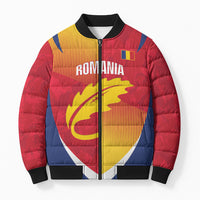 Custom Romania Rugby 2026 Bomber Puffer Jacket Stejarii Oak Leaf Symbol