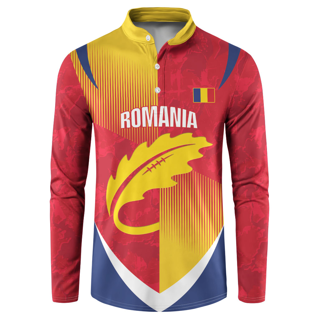 Custom Romania Rugby 2026 Button Sweatshirt Stejarii Oak Leaf Symbol