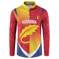 Custom Romania Rugby 2026 Button Sweatshirt Stejarii Oak Leaf Symbol
