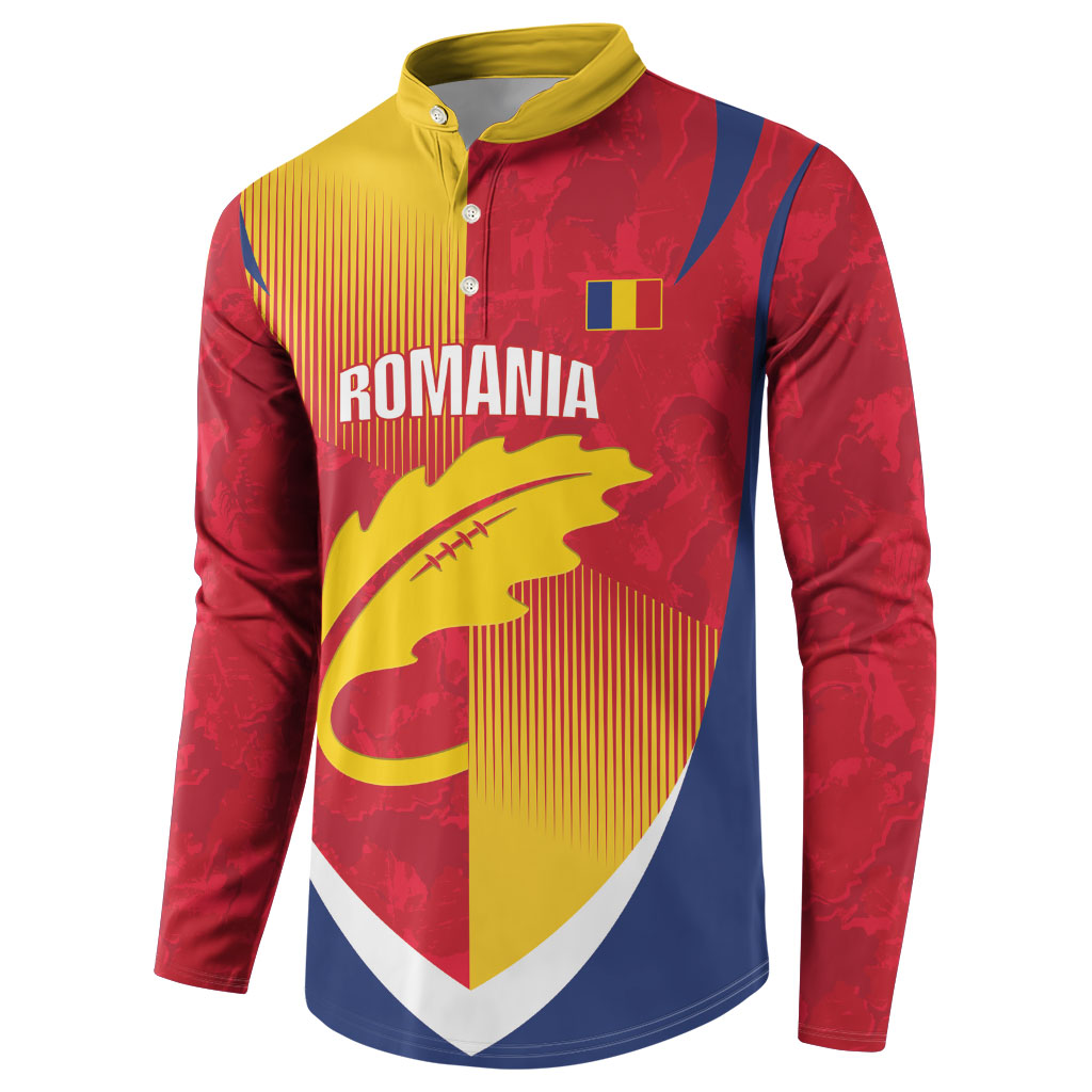Custom Romania Rugby 2026 Button Sweatshirt Stejarii Oak Leaf Symbol