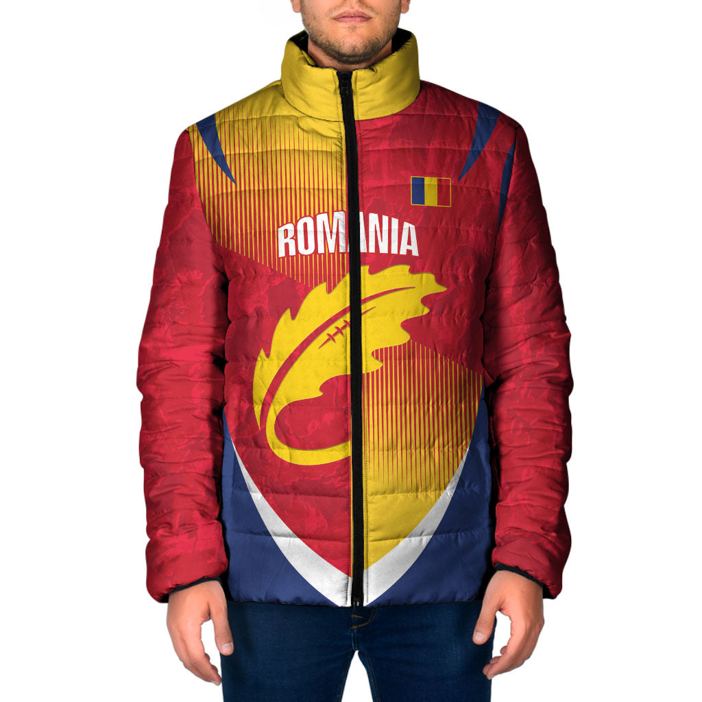Custom Romania Rugby 2026 Padded Jacket Stejarii Oak Leaf Symbol
