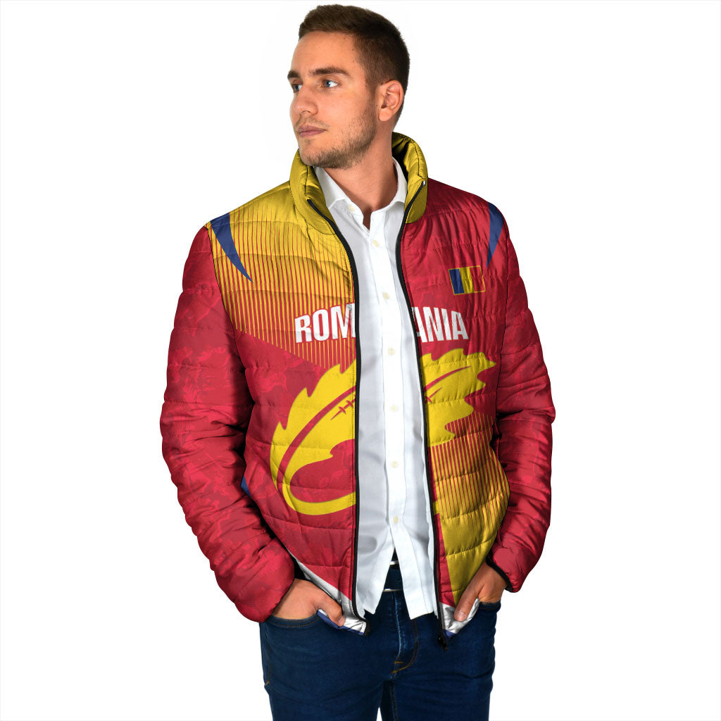 Custom Romania Rugby 2026 Padded Jacket Stejarii Oak Leaf Symbol
