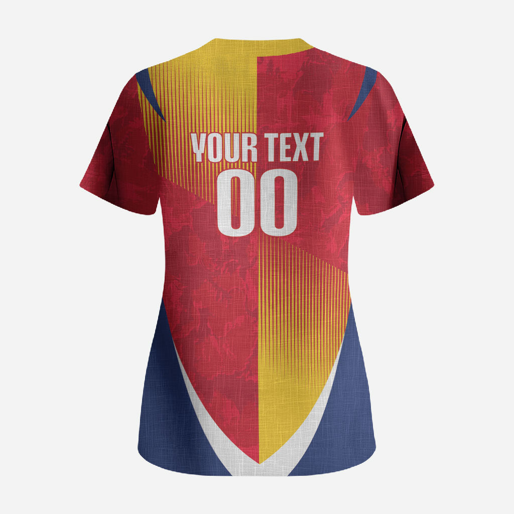 Custom Romania Rugby 2026 Scrub Top Stejarii Oak Leaf Symbol