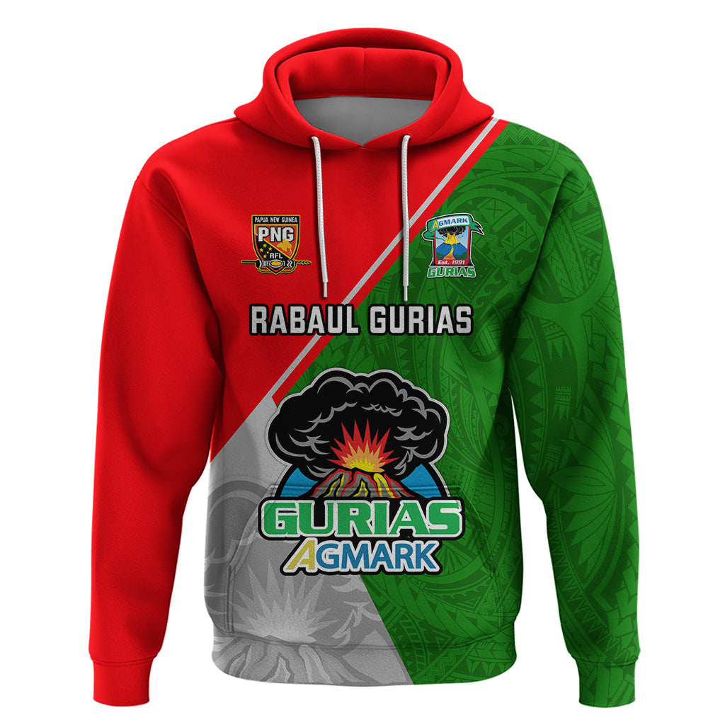 Custom Papua New Guinea Rugby Hoodie Rabaul Gurias PNG Polynesian Pattern - Wonder Print Shop