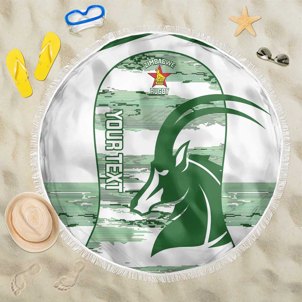 Zimbabwe Rugby Custom Beach Blanket Come On Sables White Version - Wonder Print Shop