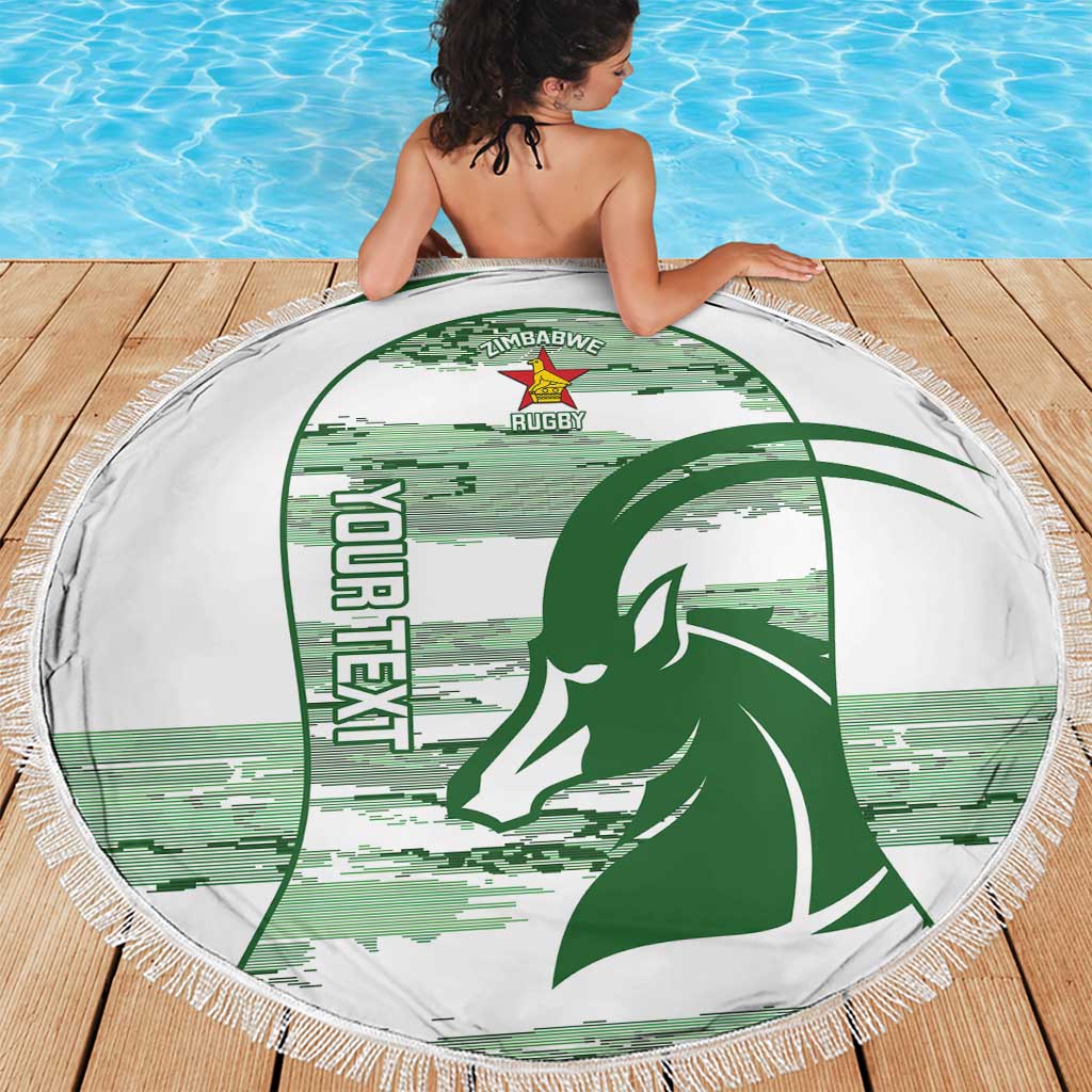 Zimbabwe Rugby Custom Beach Blanket Come On Sables White Version - Wonder Print Shop