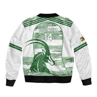 Zimbabwe Rugby Custom Bomber Jacket Come On Sables White Version - Wonder Print Shop