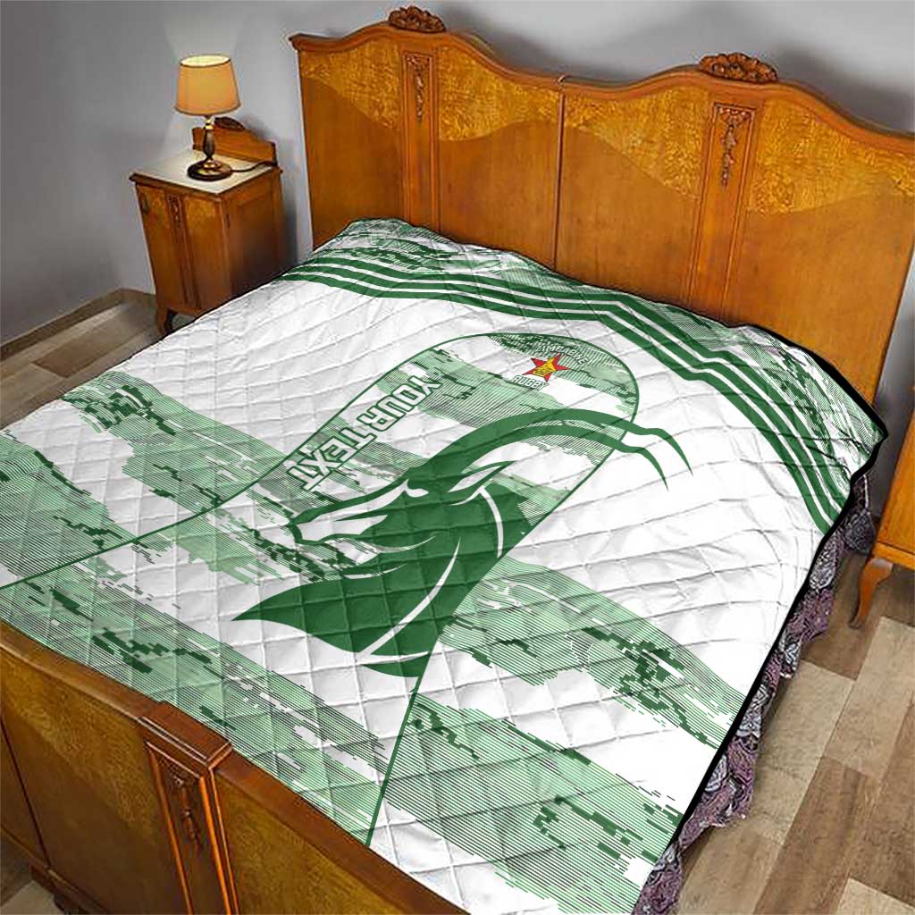 Zimbabwe Rugby Custom Quilt Come On Sables White Version - Wonder Print Shop
