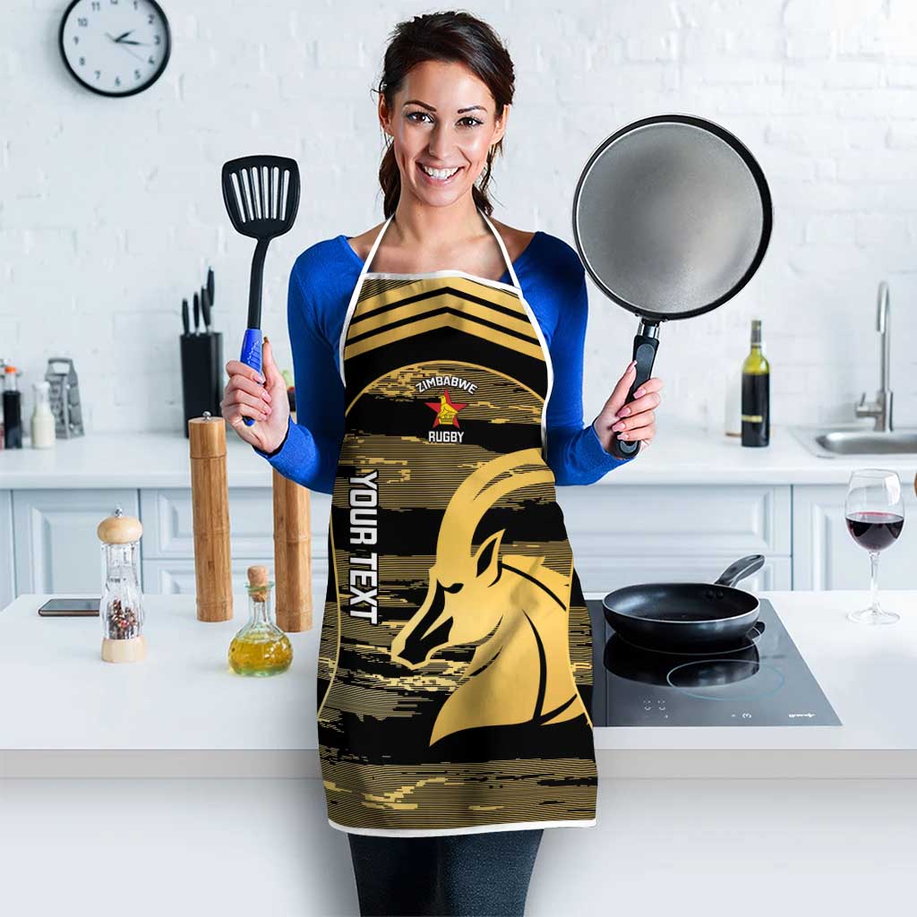 Zimbabwe Rugby Custom Apron Come On Sables Gold Black Version - Wonder Print Shop