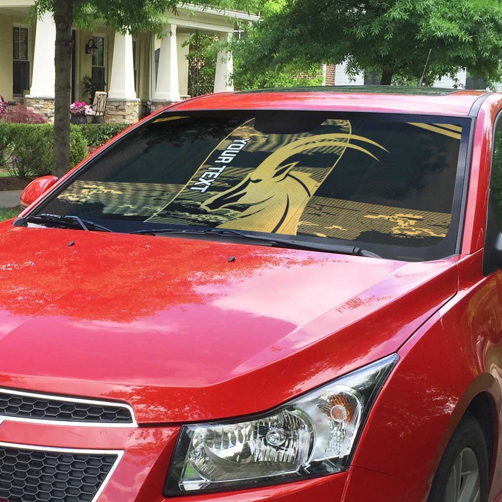 Zimbabwe Rugby Custom Auto Sun Shade Come On Sables Gold Black Version - Wonder Print Shop