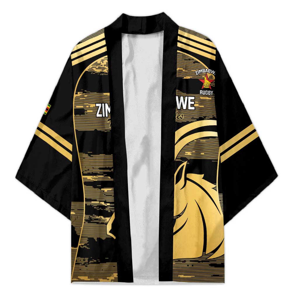 Zimbabwe Rugby Custom Kimono Come On Sables Gold Black Version - Wonder Print Shop