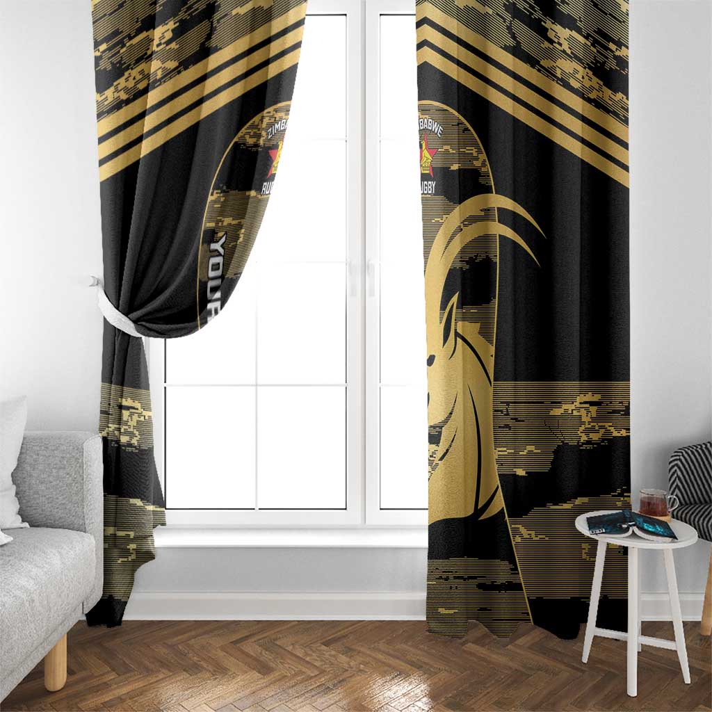 Zimbabwe Rugby Custom Window Curtain Come On Sables Gold Black Version - Wonder Print Shop
