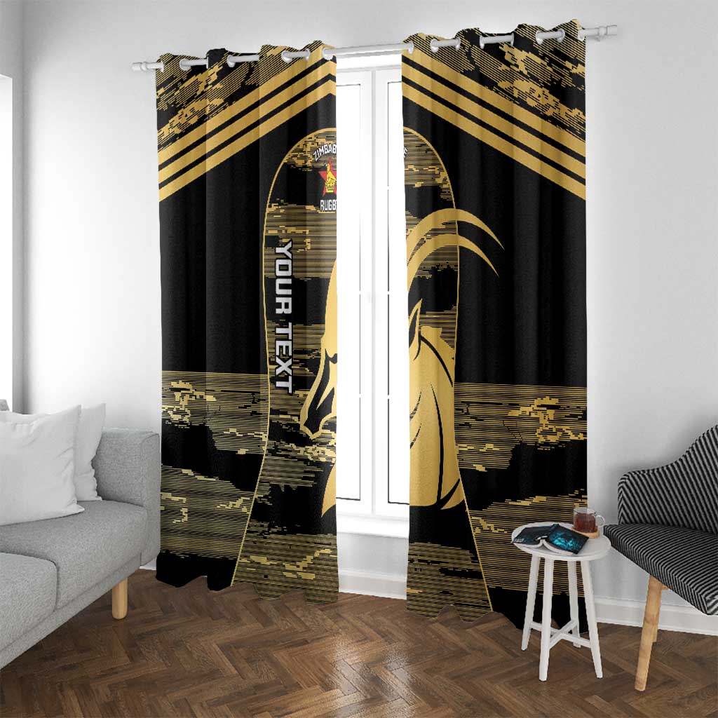 Zimbabwe Rugby Custom Window Curtain Come On Sables Gold Black Version - Wonder Print Shop