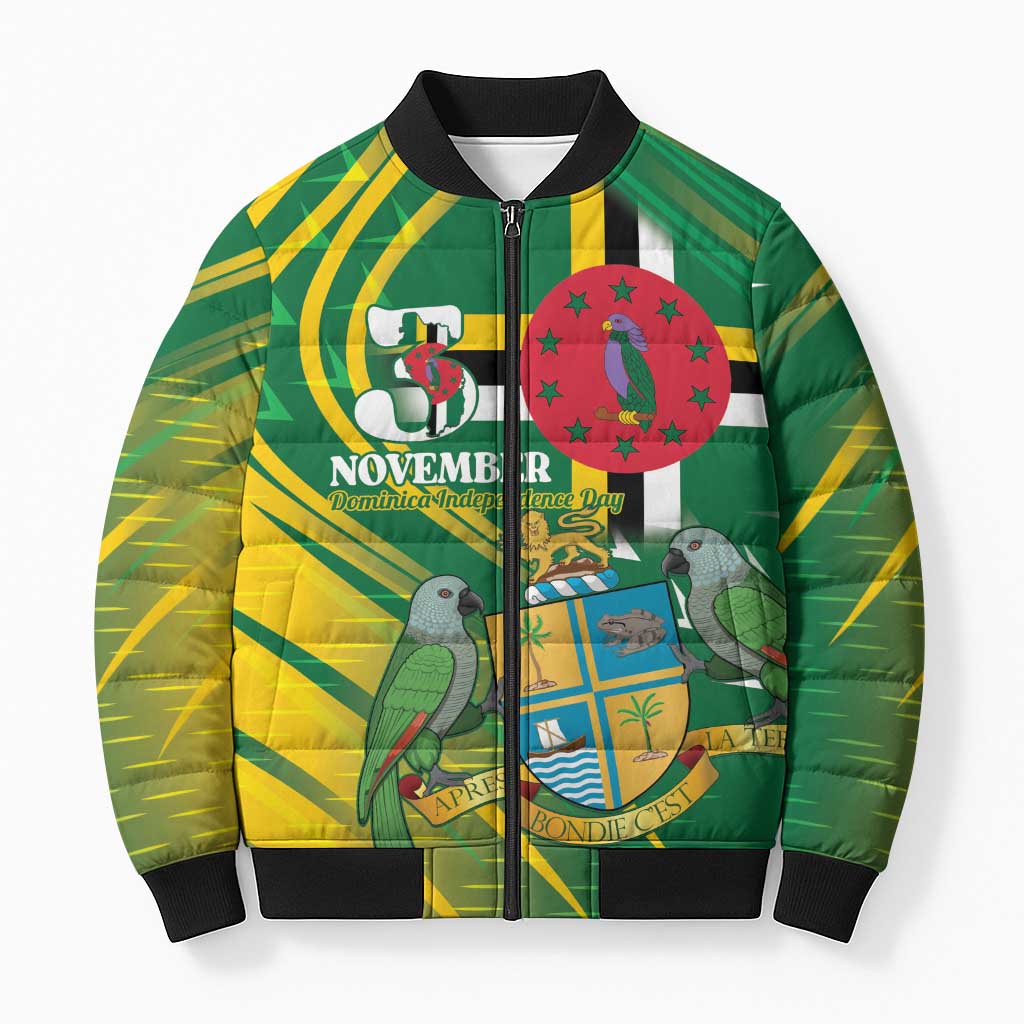 Dominica Independence Day Bomber Puffer Jacket 3 November Coat Of Arms - Wonder Print Shop