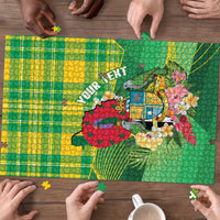 Personalized Dominica Independence Day Puzzle Map With Coat Of Arms Madras Pattern - Wonder Print Shop