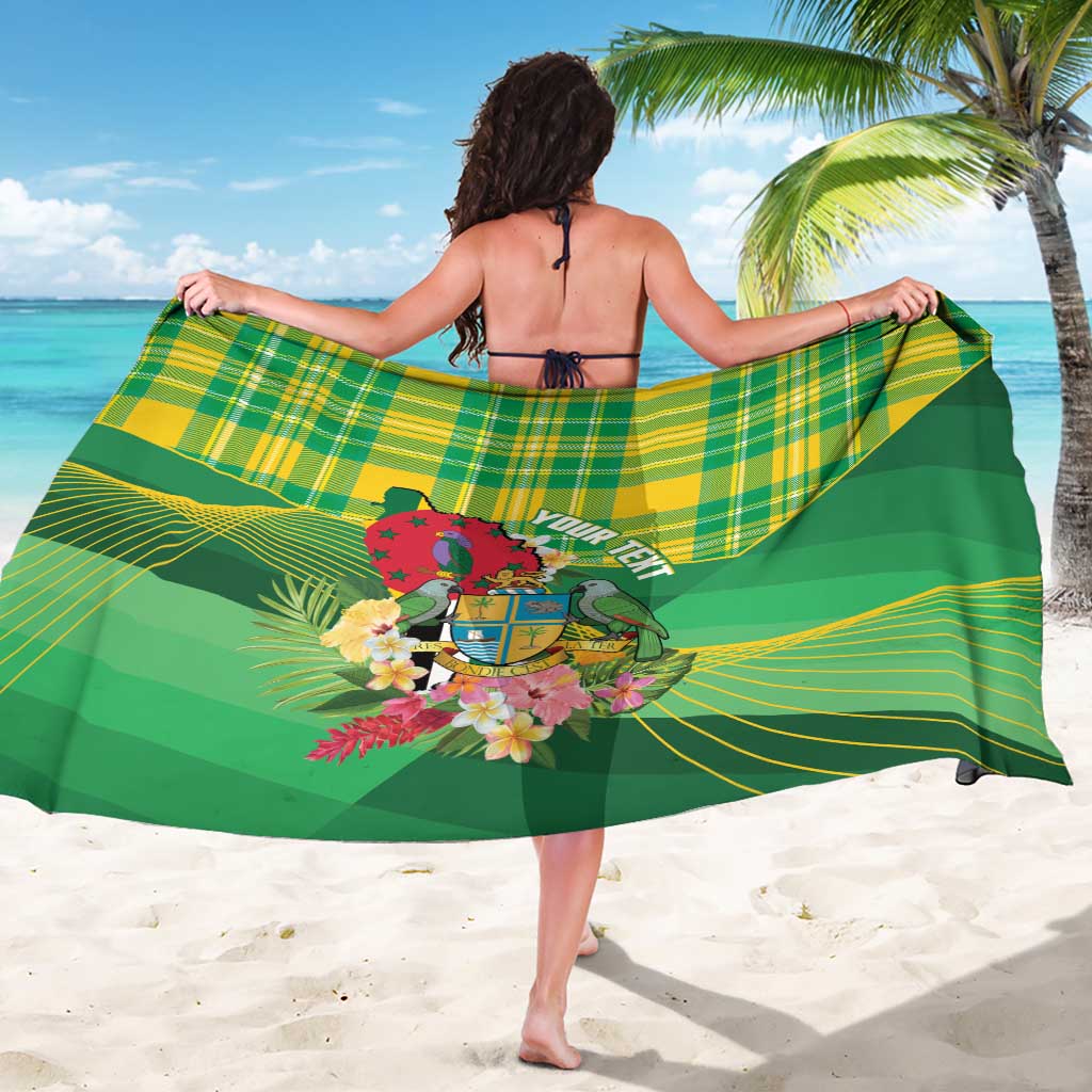 Personalized Dominica Independence Day Sarong Map With Coat Of Arms Madras Pattern - Wonder Print Shop