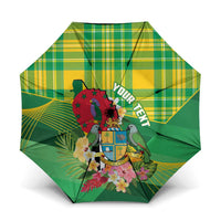 Personalized Dominica Independence Day Umbrella Map With Coat Of Arms Madras Pattern - Wonder Print Shop