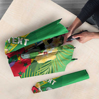 Personalized Dominica Independence Day Umbrella Map With Coat Of Arms Madras Pattern - Wonder Print Shop