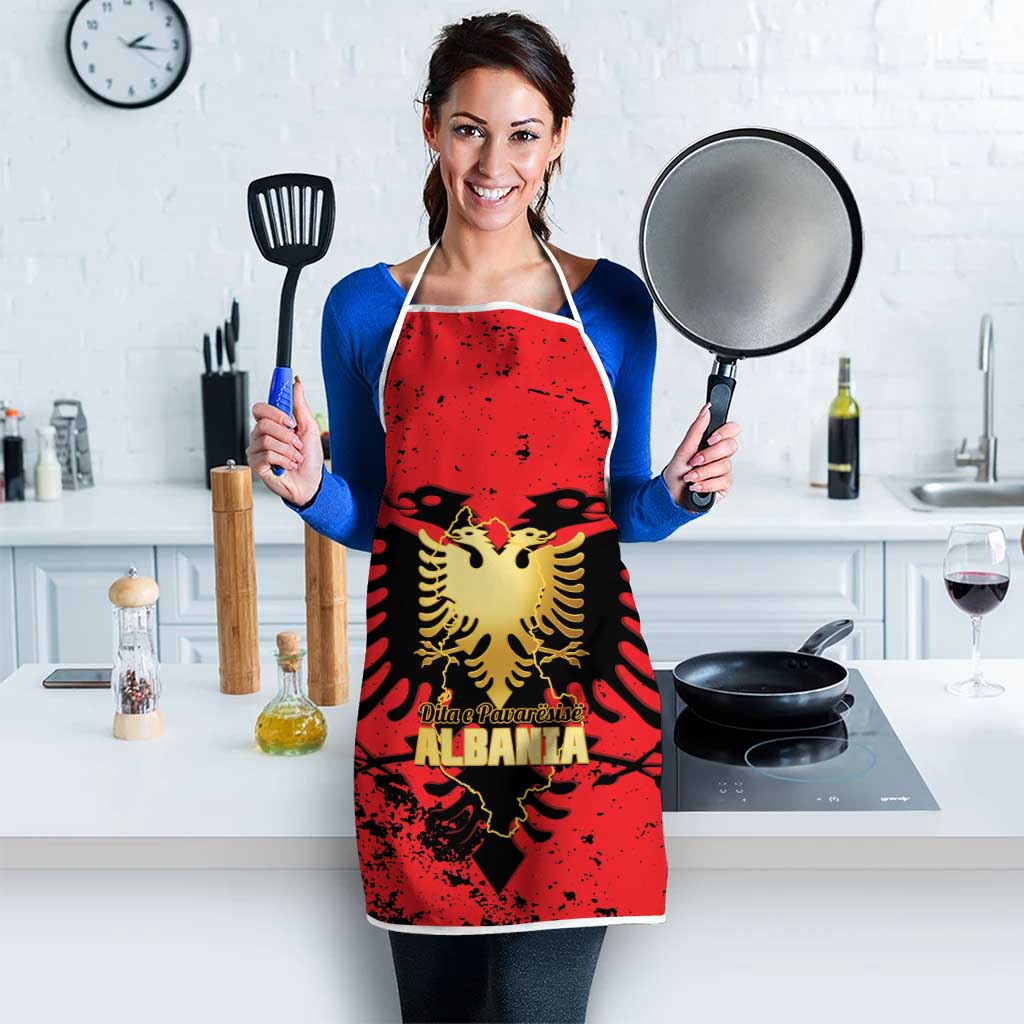 Albania Independence Day Apron Dita e Pavaresise Map Grunge Style - Wonder Print Shop