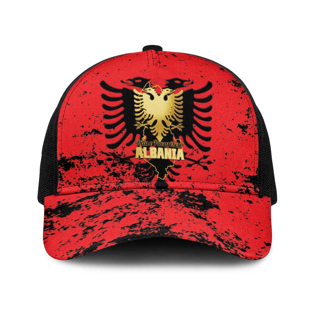 Albania Independence Day Baseball Net Cap Dita e Pavaresise Map Grunge Style - Wonder Print Shop