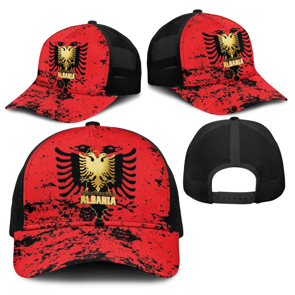 Albania Independence Day Baseball Net Cap Dita e Pavaresise Map Grunge Style - Wonder Print Shop
