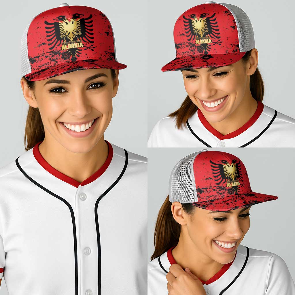 Albania Independence Day Baseball Net Cap Dita e Pavaresise Map Grunge Style - Wonder Print Shop