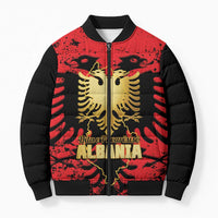 Albania Independence Day Bomber Puffer Jacket Dita e Pavaresise Map Grunge Style - Wonder Print Shop