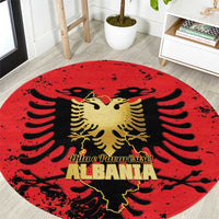 Albania Independence Day Round Carpet Dita e Pavaresise Map Grunge Style - Wonder Print Shop
