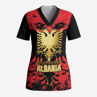 Albania Independence Day Scrub Top Dita e Pavaresise Map Grunge Style - Wonder Print Shop