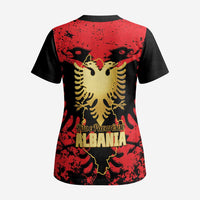 Albania Independence Day Scrub Top Dita e Pavaresise Map Grunge Style - Wonder Print Shop