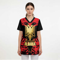 Albania Independence Day Scrub Top Dita e Pavaresise Map Grunge Style - Wonder Print Shop