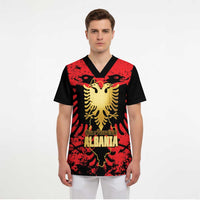 Albania Independence Day Scrub Top Dita e Pavaresise Map Grunge Style - Wonder Print Shop