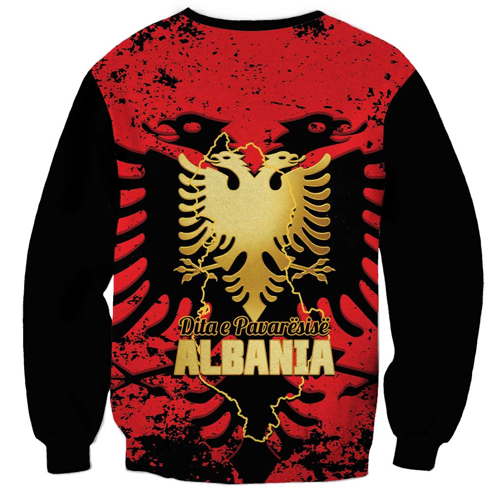 Albania Independence Day Sweatshirt Dita e Pavaresise Map Grunge Style - Wonder Print Shop