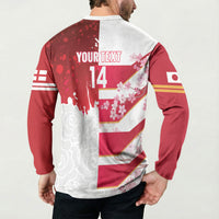 Japan and England Rugby Custom Button Sweatshirt Brave Blossoms Red Roses Together
