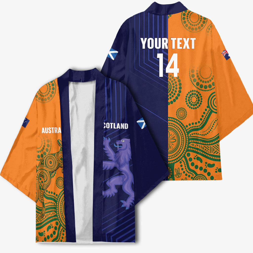 Australia and Scotland Rugby Custom Kimono Wallabies Scottish Thistle Together