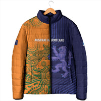 Australia and Scotland Rugby Custom Padded Jacket Wallabies Scottish Thistle Together