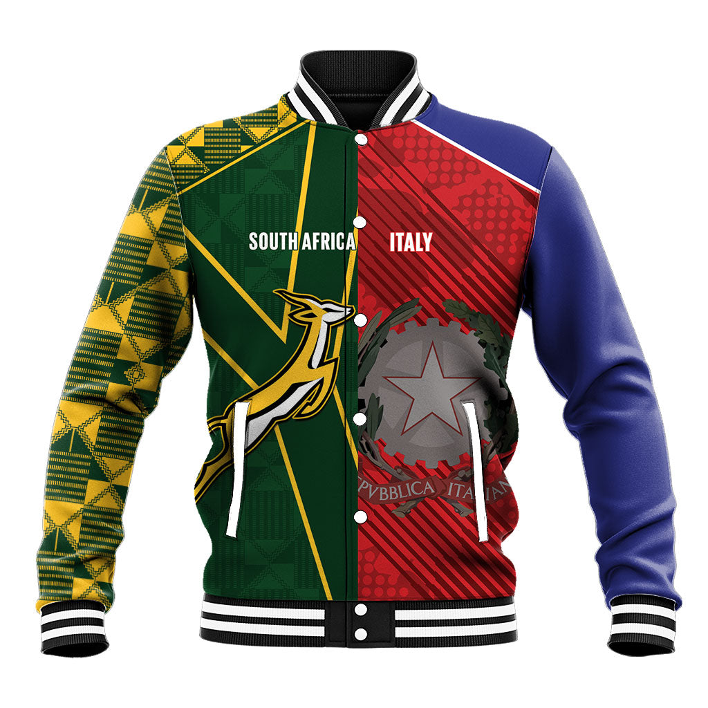 South Africa and Italy Rugby Custom Baseball Jacket Springboks Gli Azzurri Together