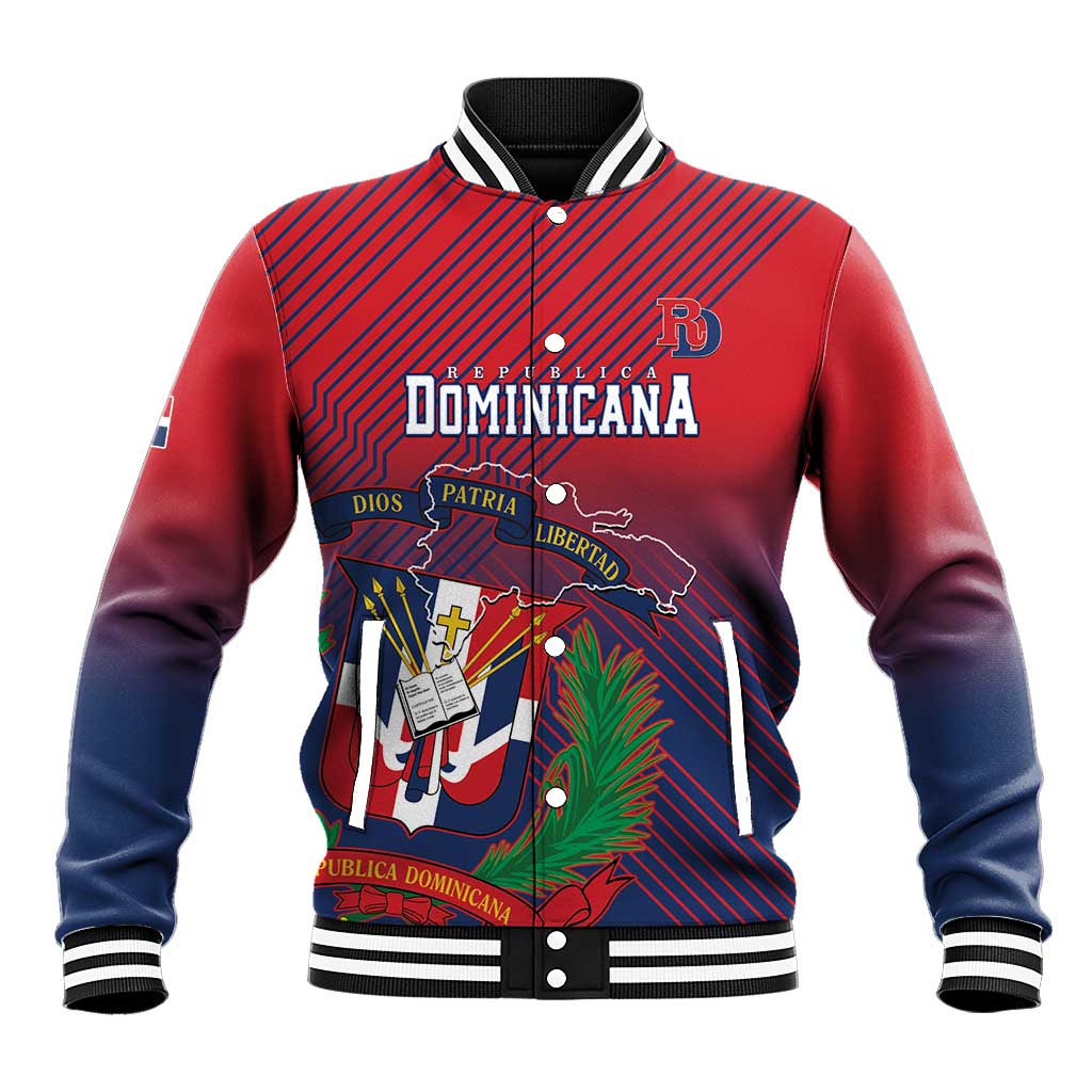 Dominican Republic 2026 Baseball Custom Baseball Jacket Coat Of Arms Gradient Style - Wonder Print Shop