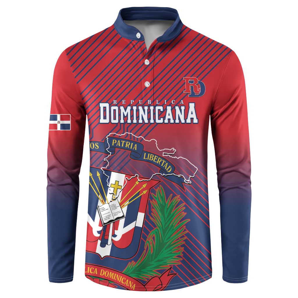 Dominican Republic 2026 Baseball Custom Button Sweatshirt Coat Of Arms Gradient Style - Wonder Print Shop