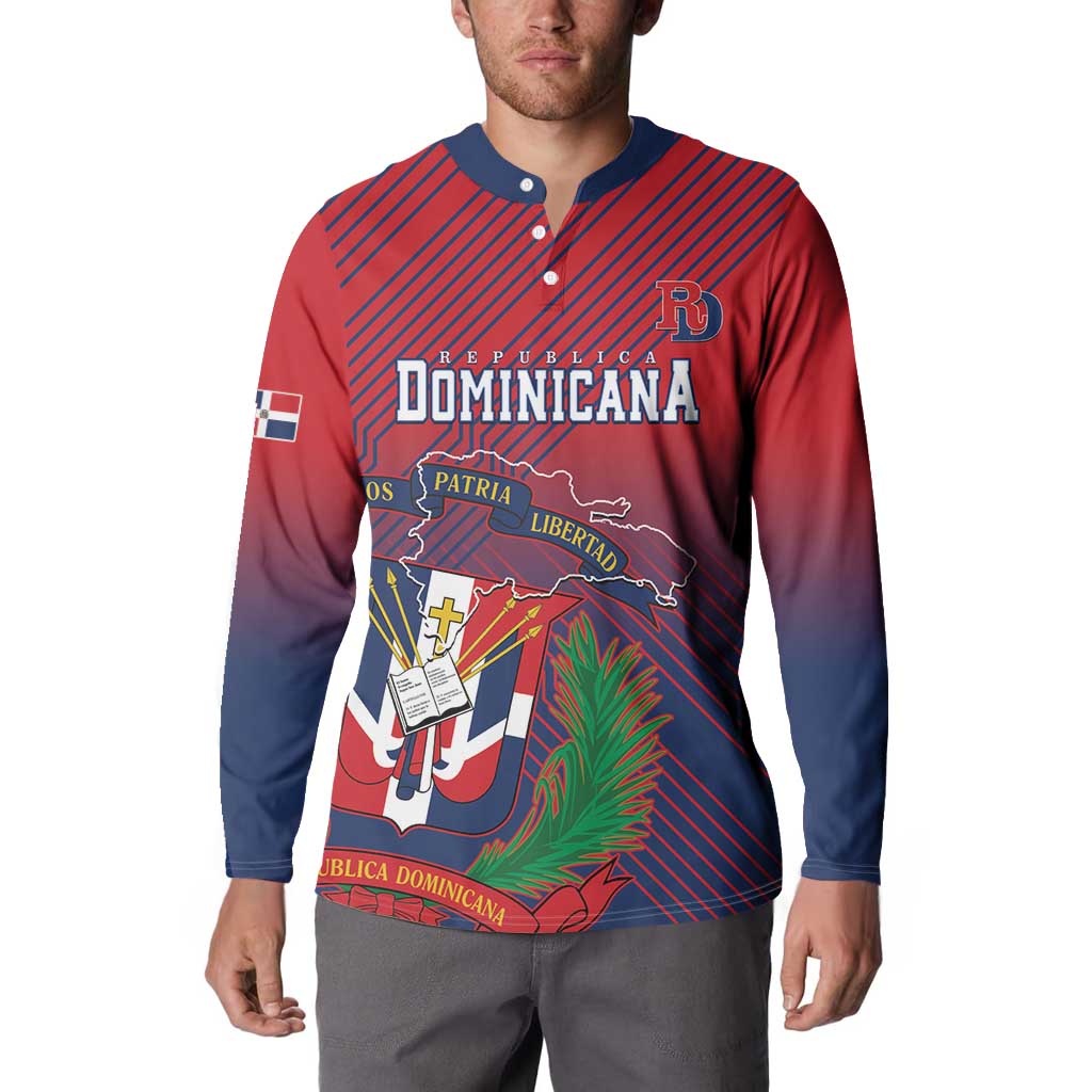 Dominican Republic 2026 Baseball Custom Button Sweatshirt Coat Of Arms Gradient Style - Wonder Print Shop