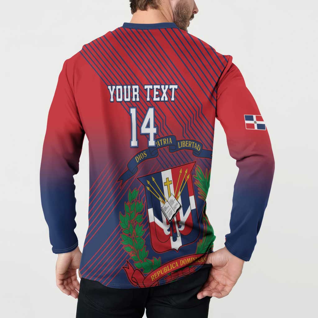 Dominican Republic 2026 Baseball Custom Button Sweatshirt Coat Of Arms Gradient Style - Wonder Print Shop