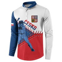 Czech Republic 2026 Baseball Custom Button Sweatshirt Come On Cesko Flag Style - Wonder Print Shop