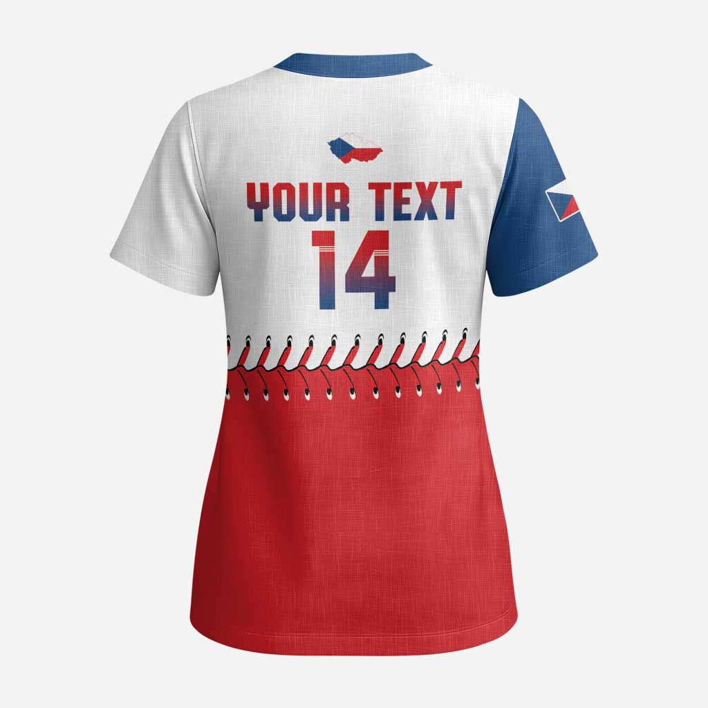 Czech Republic 2026 Baseball Custom Scrub Top Come On Cesko Flag Style - Wonder Print Shop