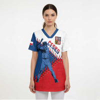 Czech Republic 2026 Baseball Custom Scrub Top Come On Cesko Flag Style - Wonder Print Shop